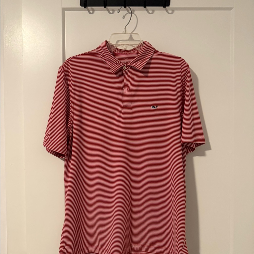 Vineyard Vines Red and White Striped Men's Polo